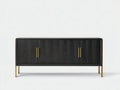 Credenza in legno 190×45×82 cm - nero e oro - contenitore elegante per Sala Da Pranzo