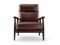 Poltrona reclinabile in pelle 75×80×88 cm - marrone - telaio in legno dal design essenziale