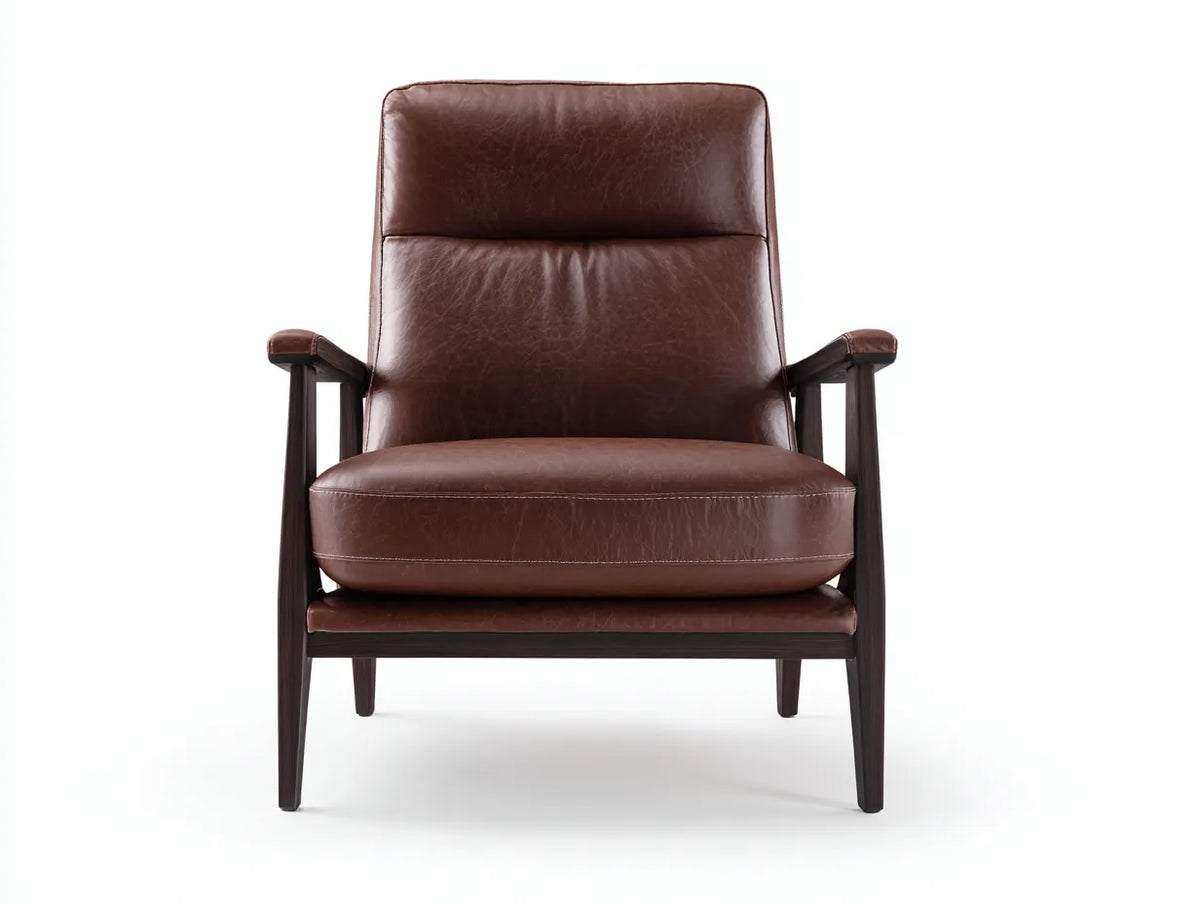 Poltrona reclinabile in pelle 75×80×88 cm - marrone - telaio in legno dal design essenziale