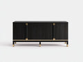 Credenza in legno 185×44×78 cm - nero e oro - design moderno con struttura rialzata