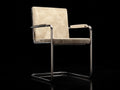 Sedia da pranzo imbottita 57×61×86 cm - beige e argento - struttura a sbalzo con braccioli