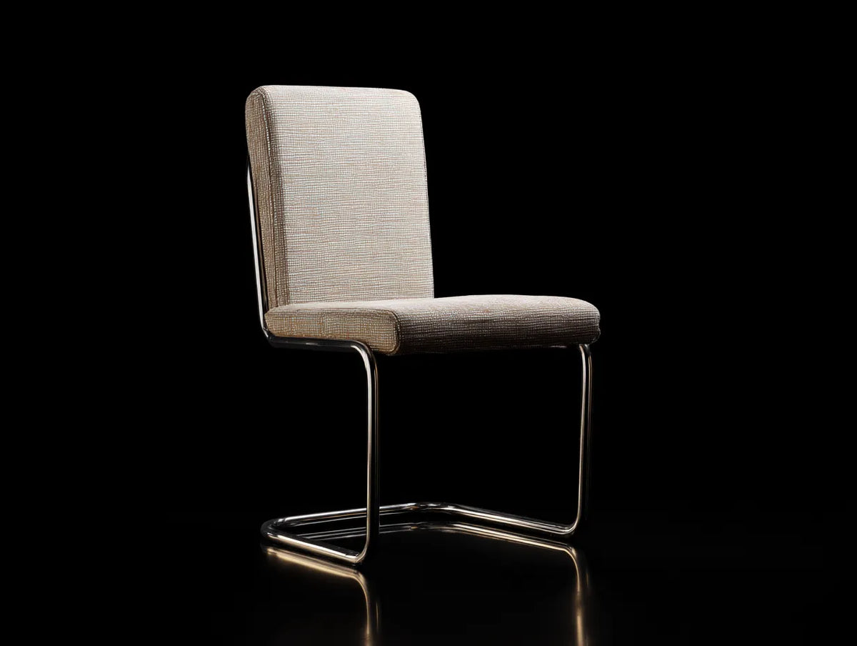 Sedia Da Pranzo imbottita 58×57×86 cm - beige e argento - design a sbalzo con braccioli