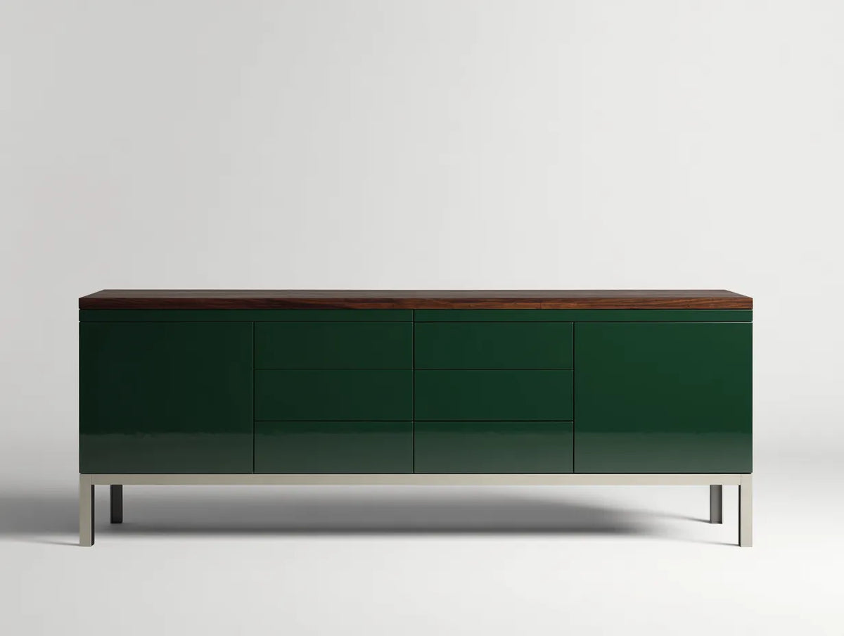 Credenza da sala da pranzo 180×42×78 cm - verde scuro e legno scuro - contenimento moderno