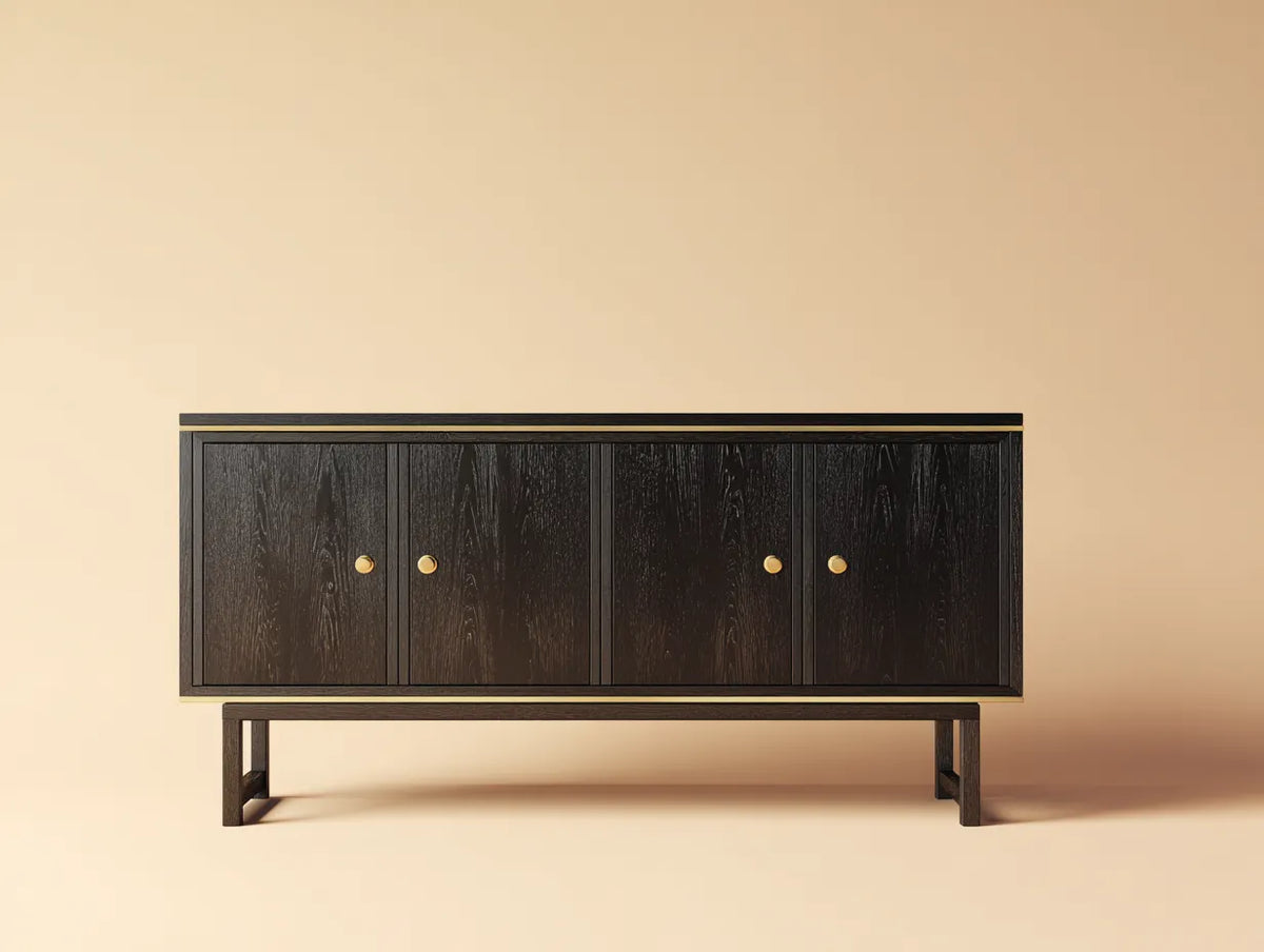 Credenza da sala da pranzo 170×44×86 cm - nero e oro - stile elegante rialzato