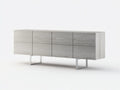 Credenza in legno 200×46×80 cm - grigio chiaro e argento - design moderno per sala da pranzo