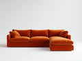 Divano angolare in tessuto 290×165×82 cm - arancione - stile contemporaneo con chaise longue
