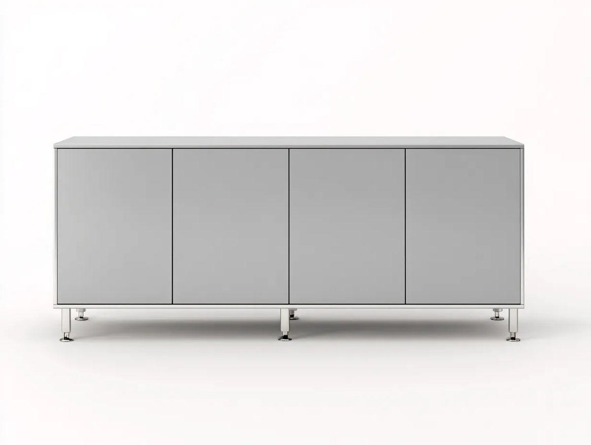 Credenza in legno 190×45×82 cm - grigio e argento - stile minimalista per sala da pranzo