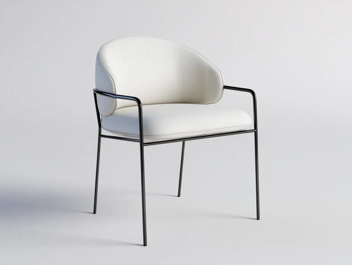 Sedia Da Pranzo imbottita 60×58×82 cm - bianco e nero - design moderno avvolgente con braccioli